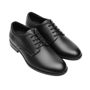 ORPERS black leather Derby shoes with open lacing and plain toe formal design