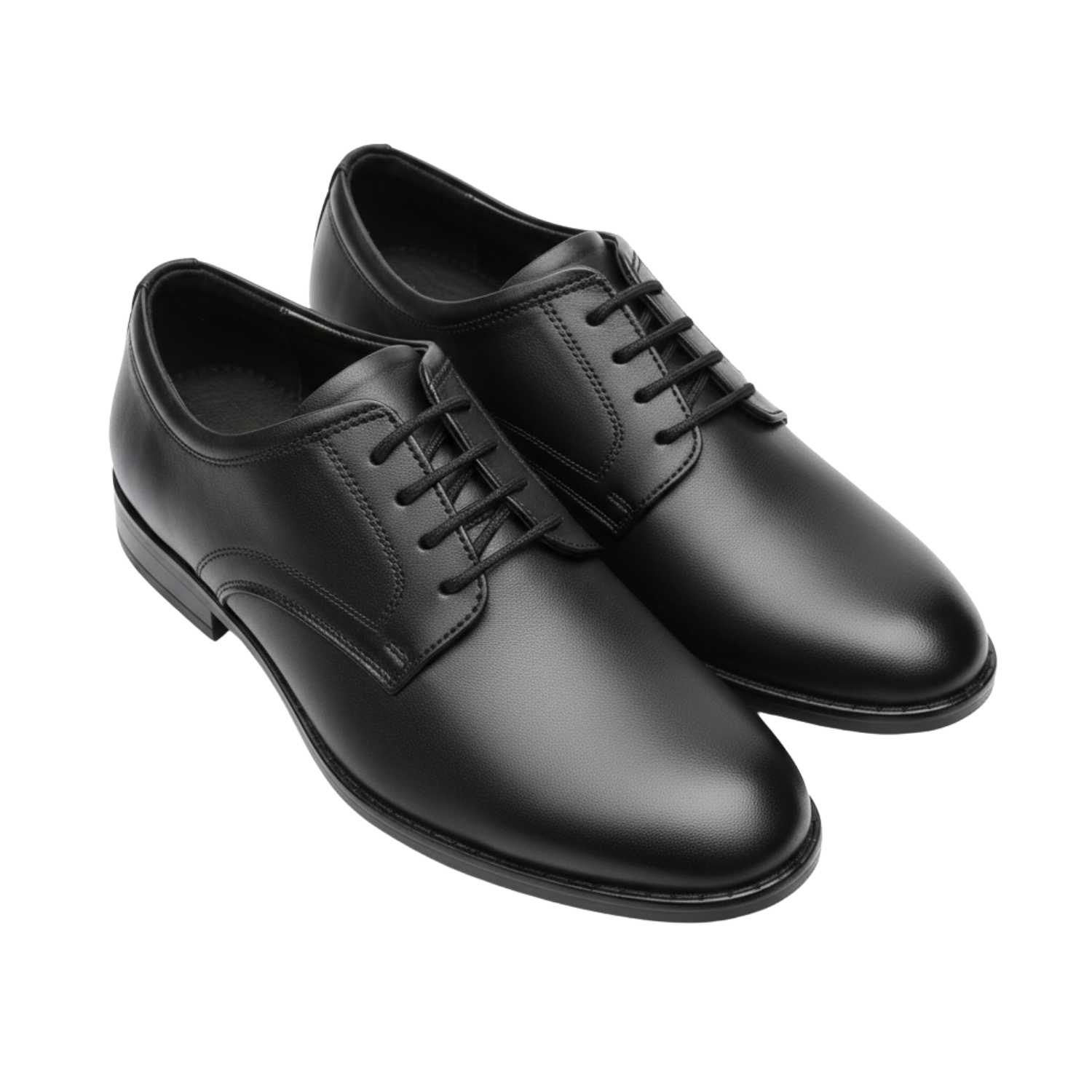 ORPERS black leather Derby shoes with open lacing and plain toe formal design