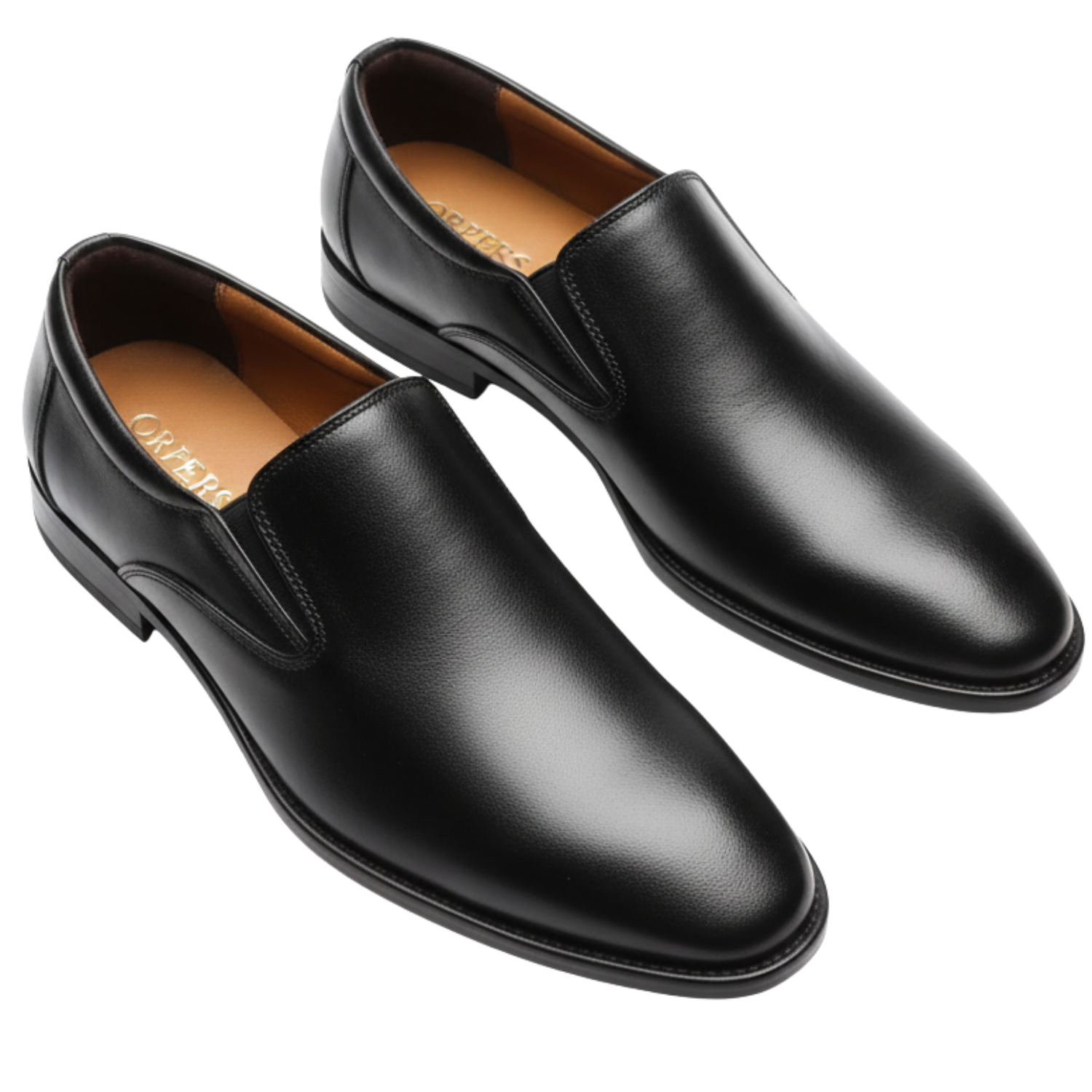 ORPERS black genuine leather slip-on formal shoes with smooth finish