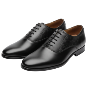 ORPERS black leather lace-up Oxford formal shoes with textured side panel design