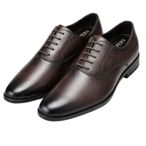 Pair of brown gradient leather Oxford shoes with closed lacing and sleek plain toe design