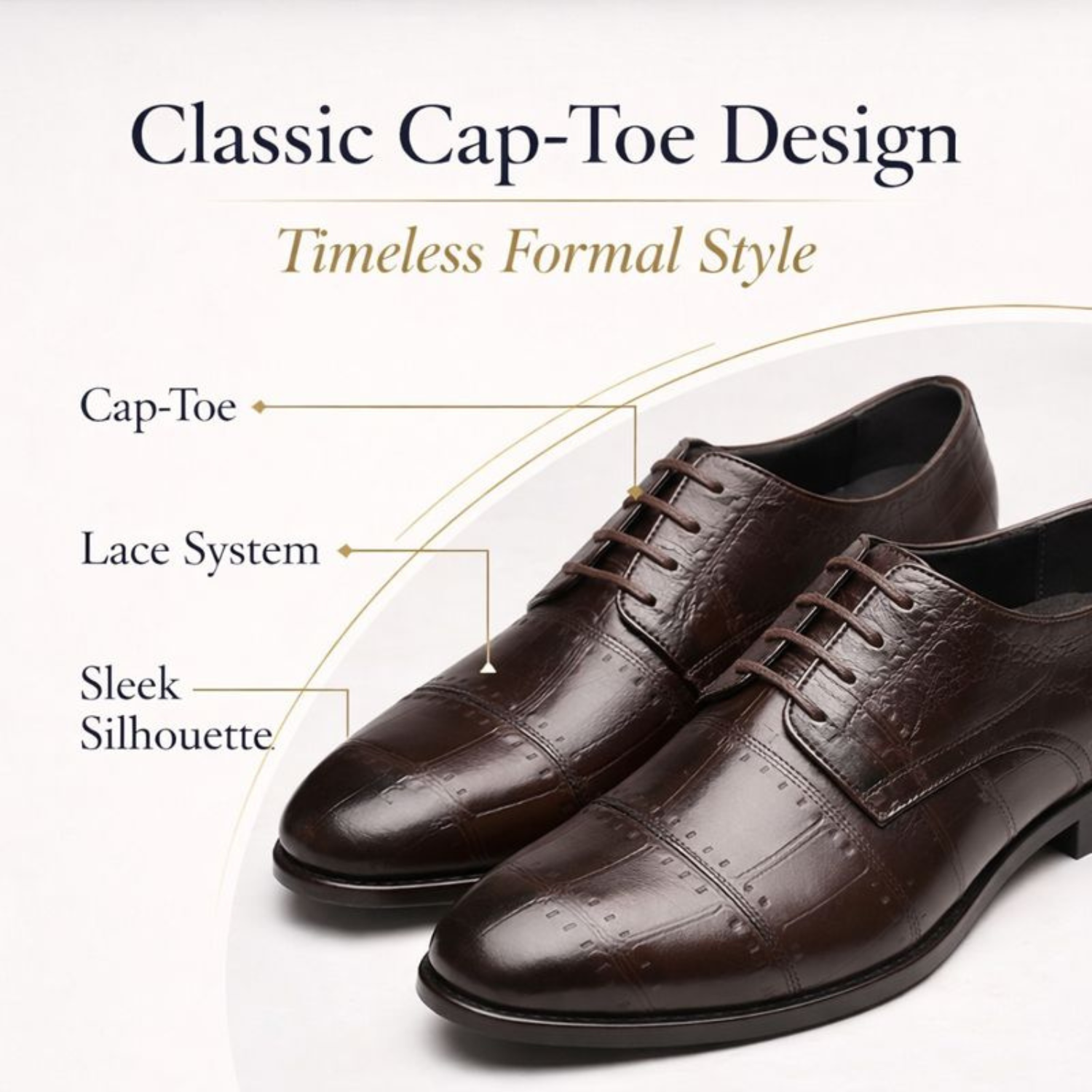 ORPERS brown cap-toe Oxford shoes featuring classic cap-toe design, lace system, and sleek formal silhouette.
