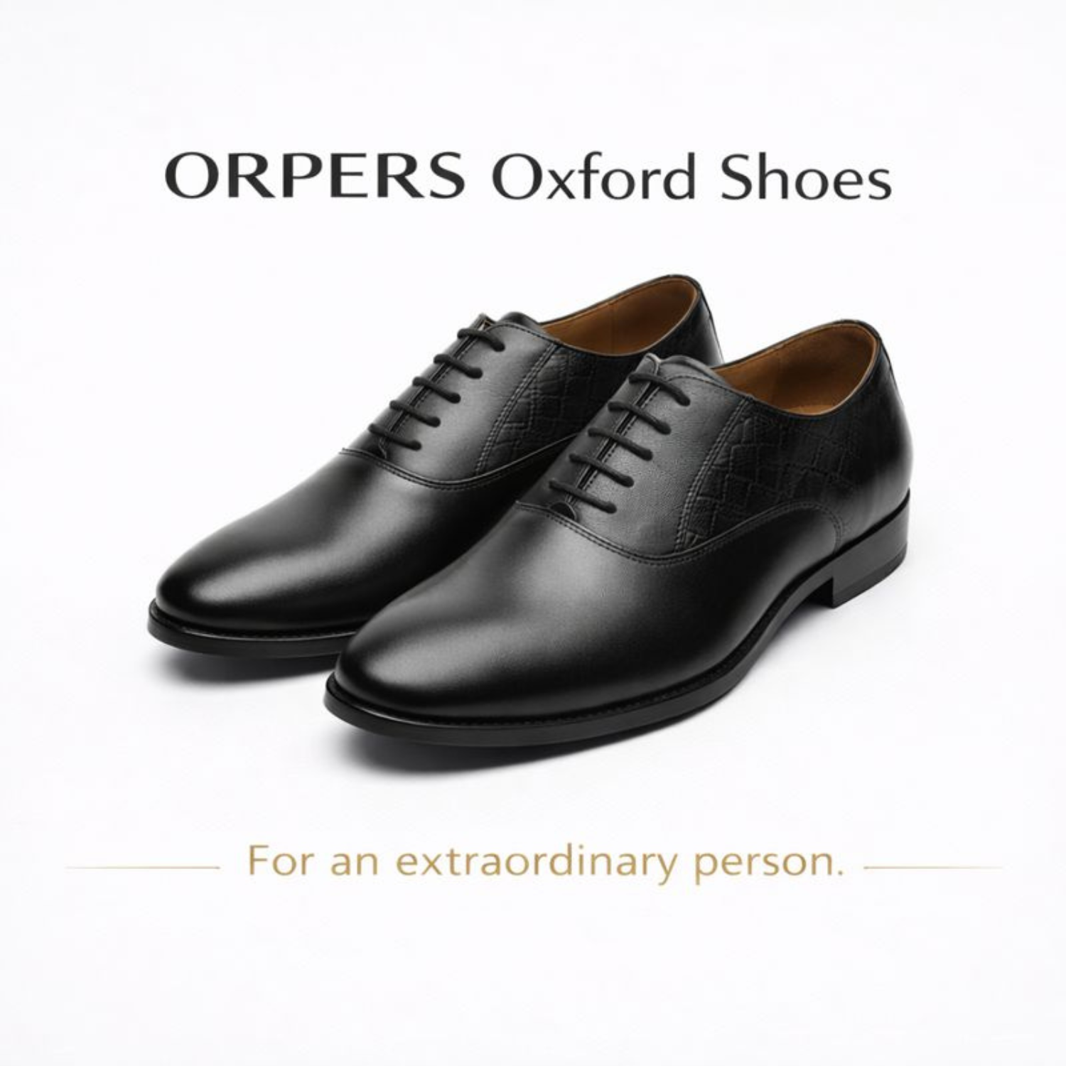 ORPERS black Oxford shoes in premium genuine leather with lace-up closure