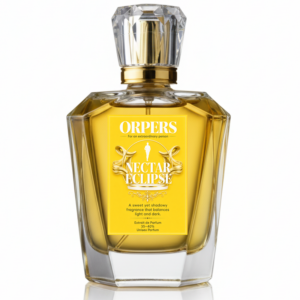 ORPERS Nectar Eclipse Extrait de Parfum luxury unisex perfume bottle featuring a golden label with Golden Banana Accord, jasmine, honey, vanilla, amber, and white musk notes.